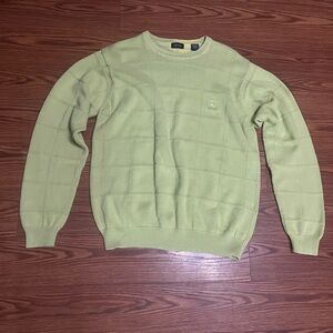 Izod Men's Medium Sweater Light Green Crewneck Check Pics